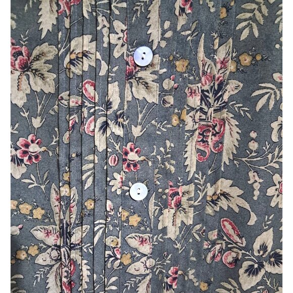 Vintage Charter Club Cottagecore PrairieFloral Shirt Dress Size 12  Green Tapest - Picture 4 of 10